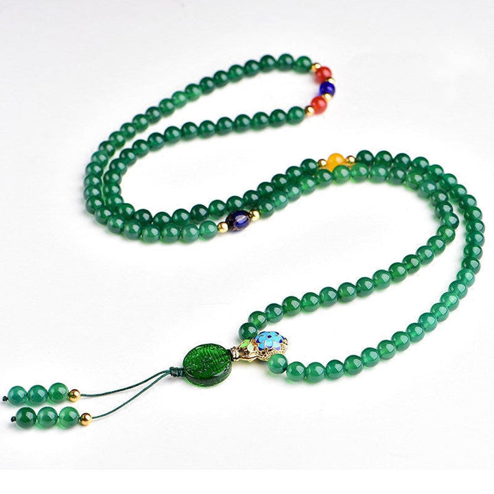 Green Agate 108-Bead Mala Bracelet — product view 5