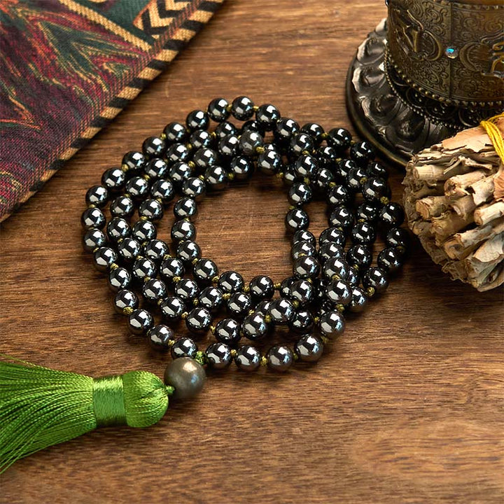Stone Hematite 108-Bead Mala Bracelet — main product view