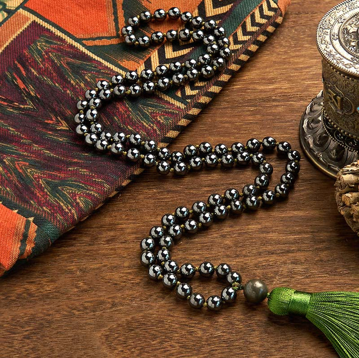 Stone Hematite 108-Bead Mala Bracelet — product view 2