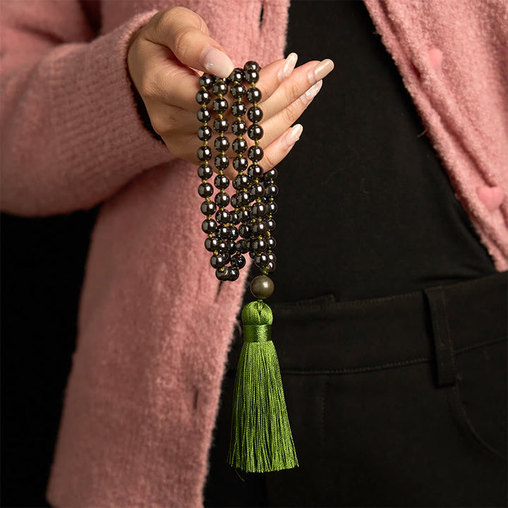 Stone Hematite 108-Bead Mala Bracelet — product view 3