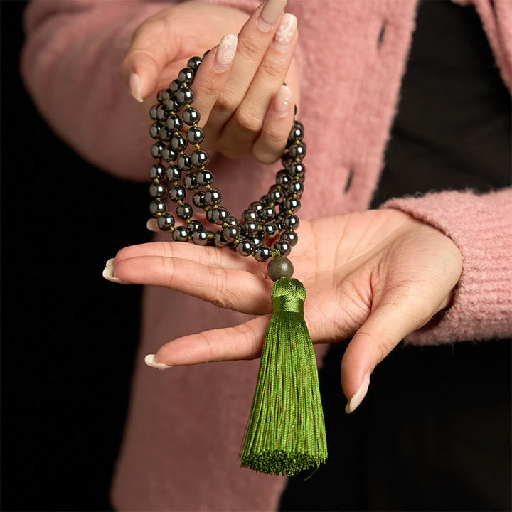 Stone Hematite 108-Bead Mala Bracelet — product view 4