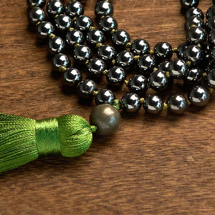 Stone Hematite 108-Bead Mala Bracelet — product view 6