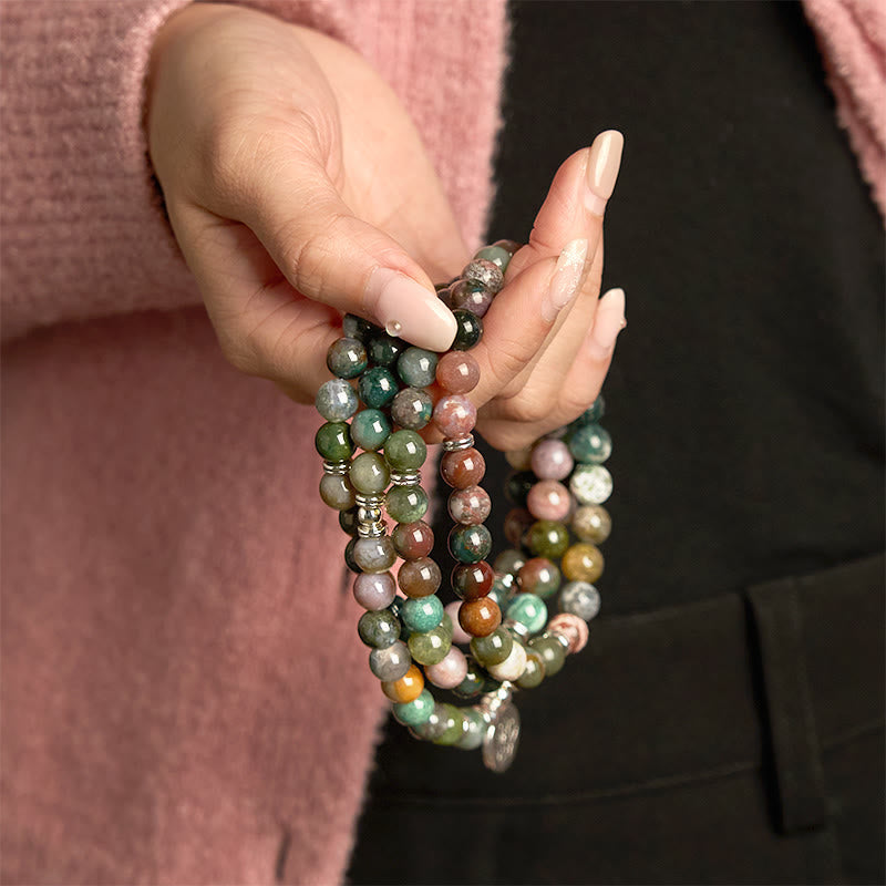 Stone Indian Agate Lotus 108-Bead Mala Bracelet — product view 7