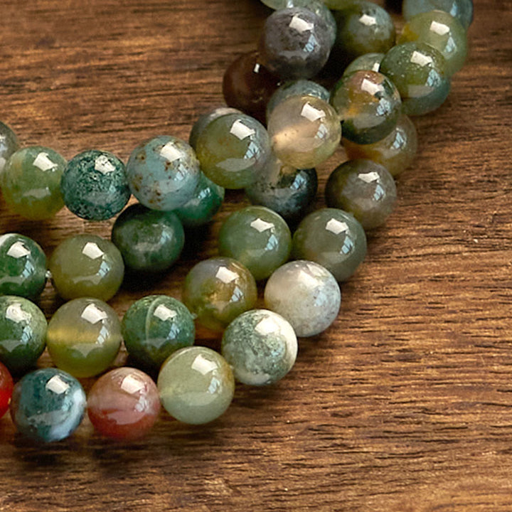 Stone Indian Agate Lotus 108-Bead Mala Bracelet — product view 10