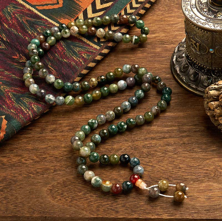 Stone Moss Agate Multi-Turn 108-Bead Mala Bracelet — product view 2