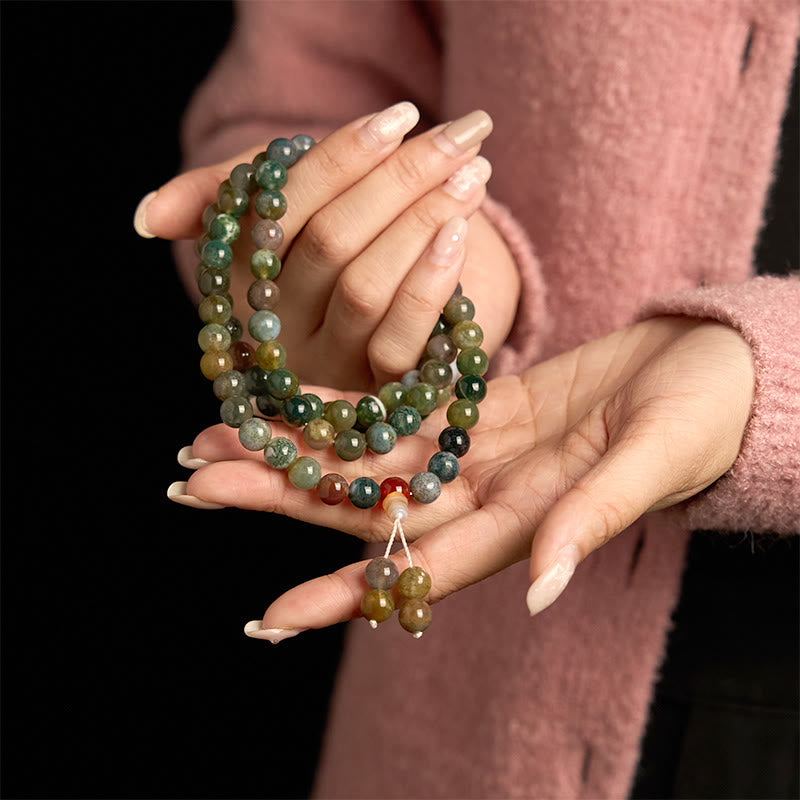 Stone Moss Agate Multi-Turn 108-Bead Mala Bracelet — product view 4