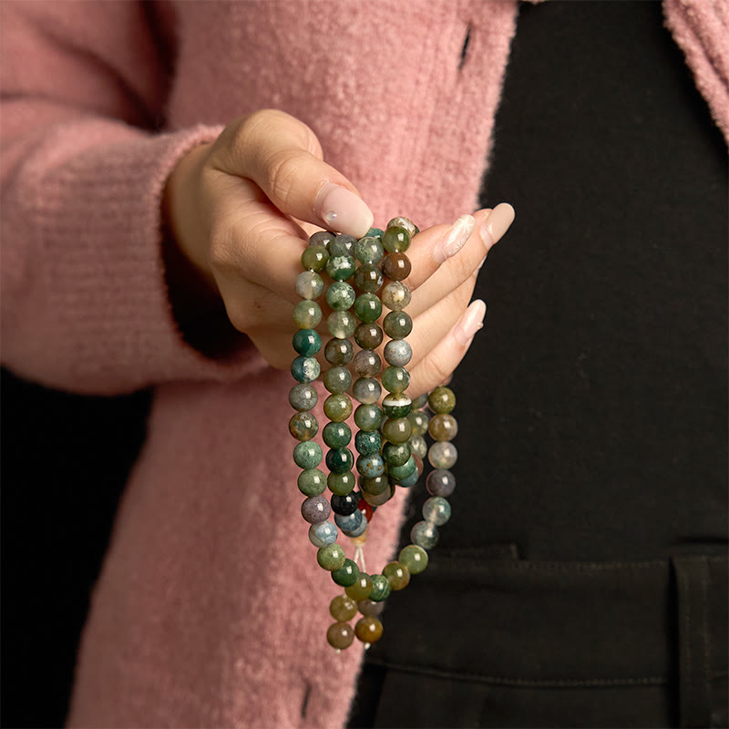 Stone Moss Agate Multi-Turn 108-Bead Mala Bracelet — product view 5