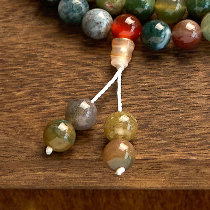 Stone Moss Agate Multi-Turn 108-Bead Mala Bracelet — product view 6