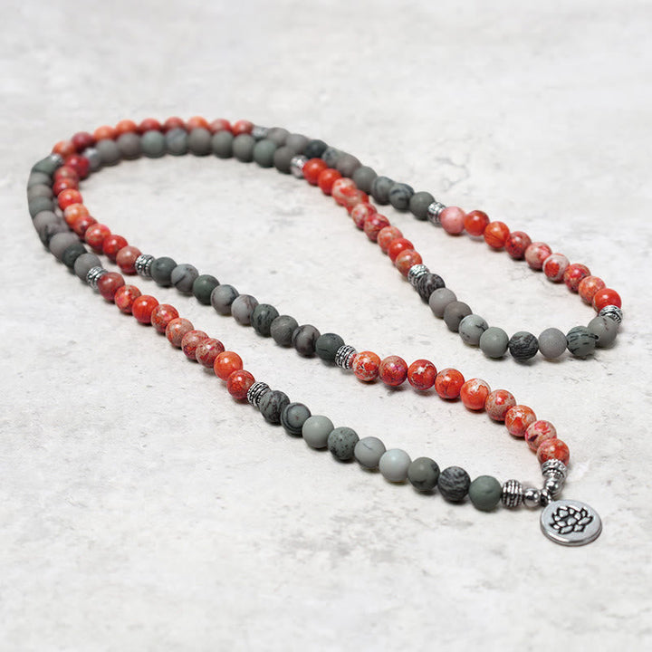 Stone Sea Sediment Jasper Lotus 108-Bead Mala Bracelet — product view 4
