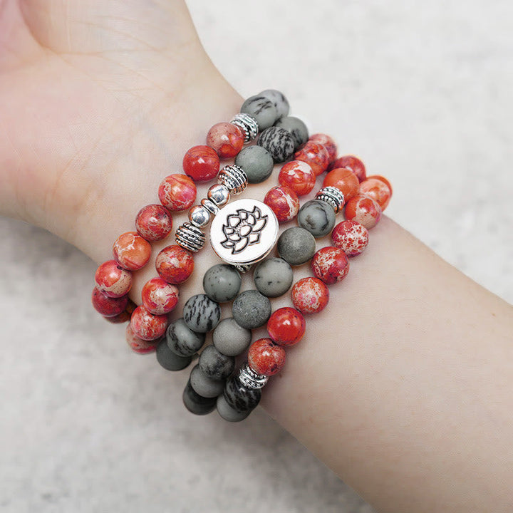 Stone Sea Sediment Jasper Lotus 108-Bead Mala Bracelet — product view 5
