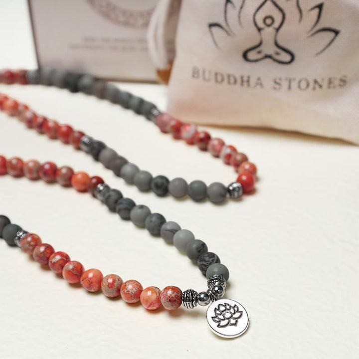 Stone Sea Sediment Jasper Lotus 108-Bead Mala Bracelet — product view 6