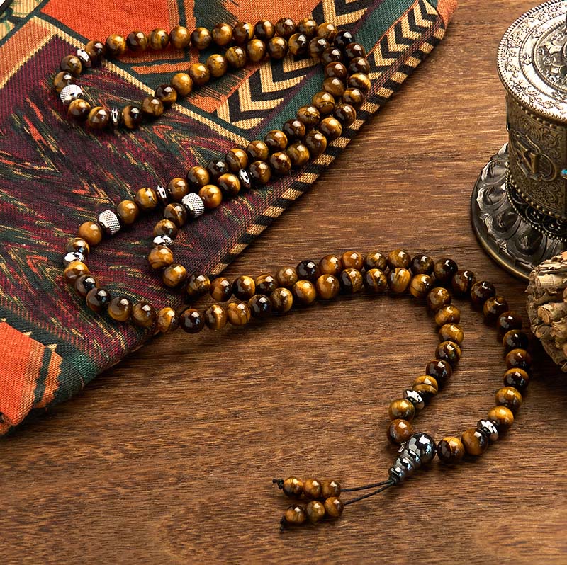 Stone Tiger Eye Multi-Turn 108-Bead Mala Bracelet — product view 2