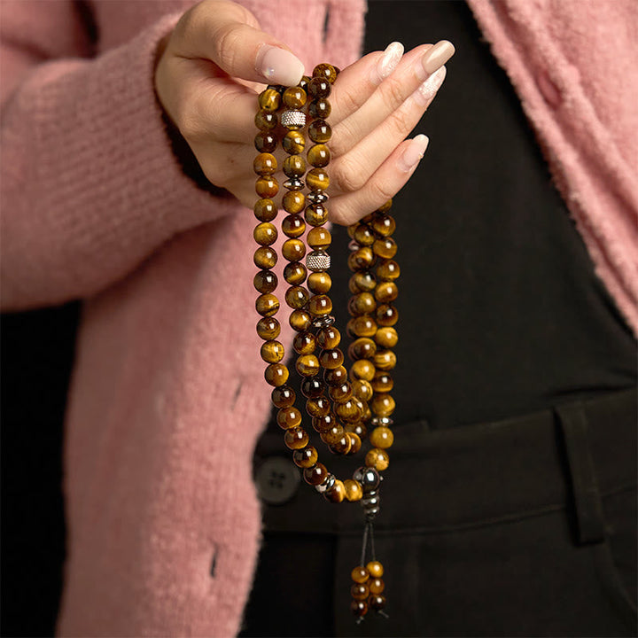 Stone Tiger Eye Multi-Turn 108-Bead Mala Bracelet — product view 3