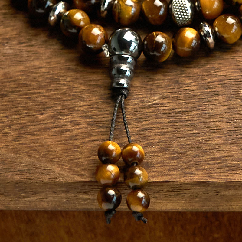 Stone Tiger Eye Multi-Turn 108-Bead Mala Bracelet — product view 5
