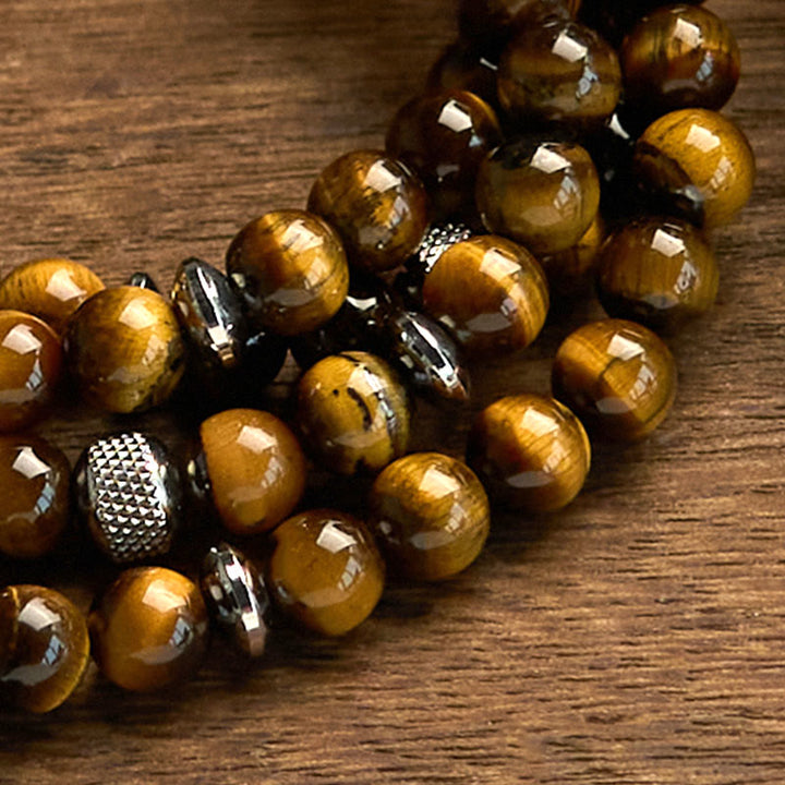 Stone Tiger Eye Multi-Turn 108-Bead Mala Bracelet — product view 6