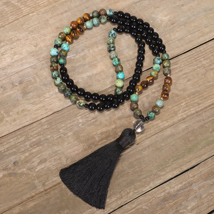Stone Tiger Eye Turquoise 108-Bead Mala Necklace & Bracelet — product view 7