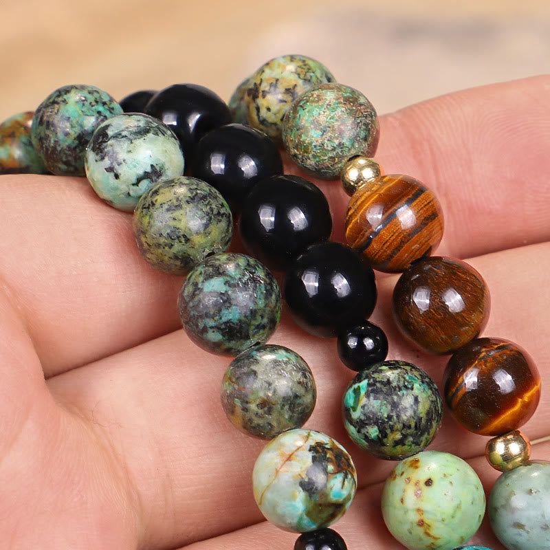 Stone Tiger Eye Turquoise 108-Bead Mala Necklace & Bracelet — product view 8
