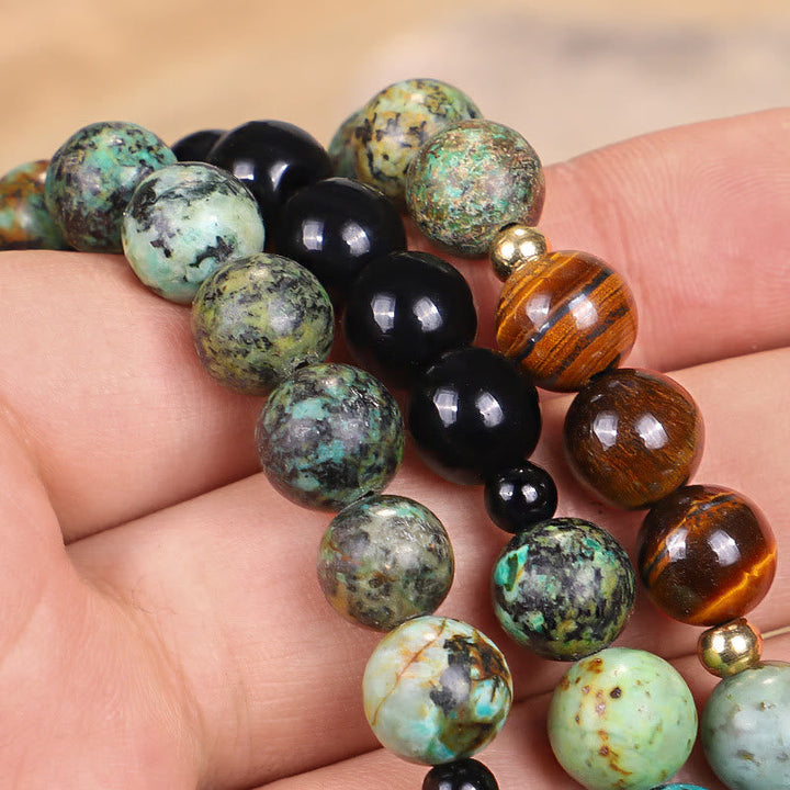 Stone Tiger Eye Turquoise 108-Bead Mala Necklace & Bracelet — product view 8