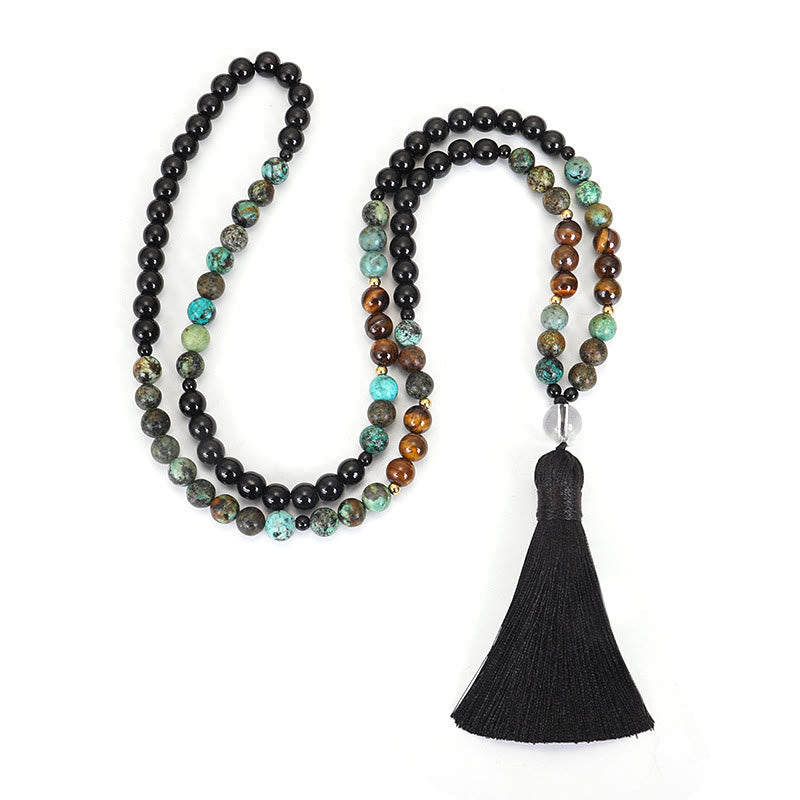 Stone Tiger Eye Turquoise 108-Bead Mala Necklace & Bracelet — product view 9