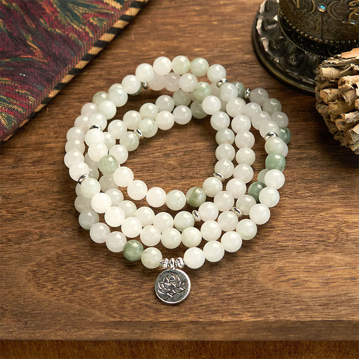Tianshan Jade Lotus 108-Bead Mala Bracelet — main product view