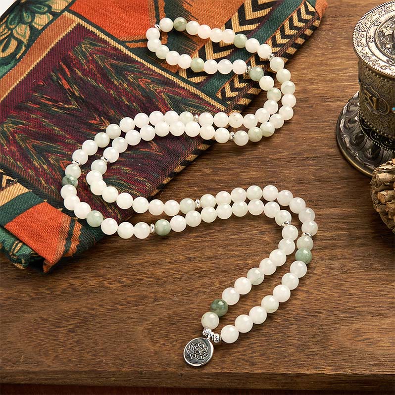 Tianshan Jade Lotus 108-Bead Mala Bracelet — product view 2