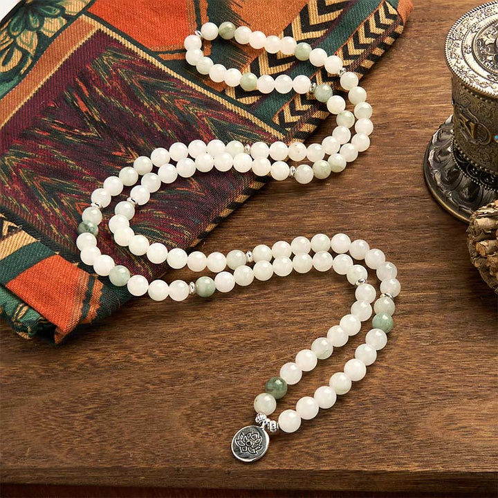 Tianshan Jade Lotus 108-Bead Mala Bracelet — product view 2