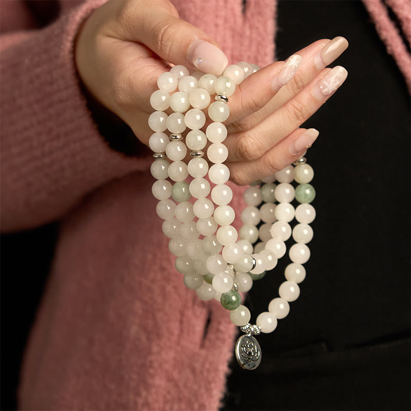 Tianshan Jade Lotus 108-Bead Mala Bracelet — product view 3