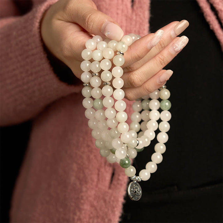 Tianshan Jade Lotus 108-Bead Mala Bracelet — product view 3