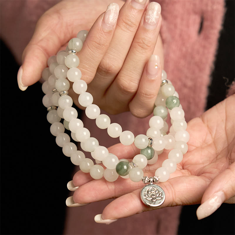 Tianshan Jade Lotus 108-Bead Mala Bracelet — product view 4