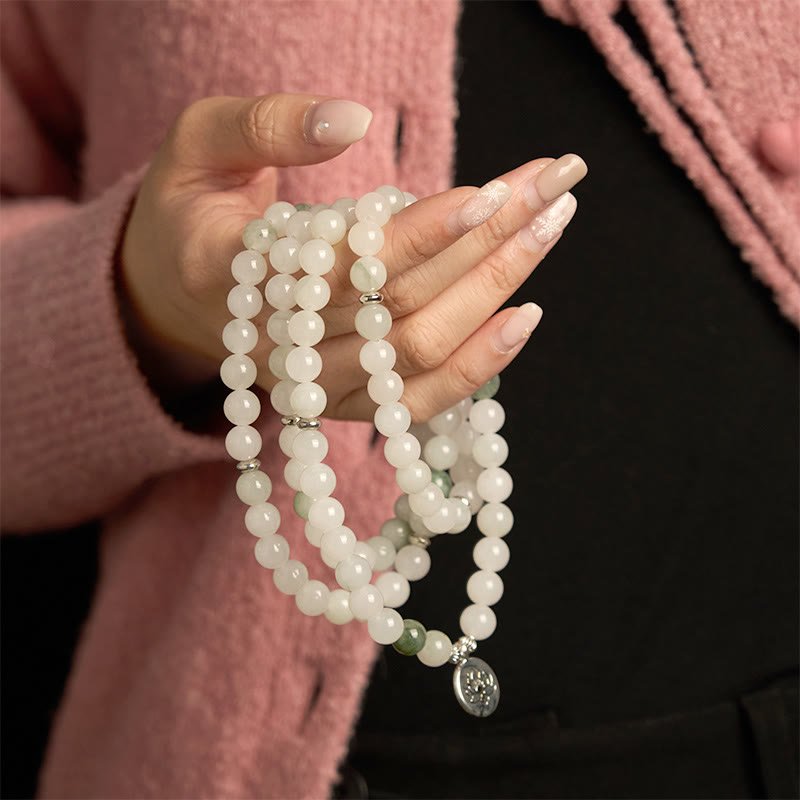 Tianshan Jade Lotus 108-Bead Mala Bracelet — product view 5