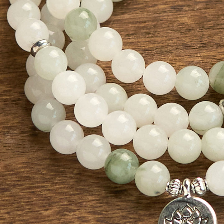 Tianshan Jade Lotus 108-Bead Mala Bracelet — product view 7