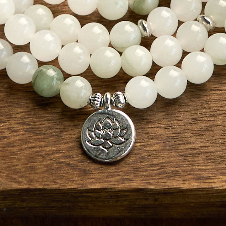 Tianshan Jade Lotus 108-Bead Mala Bracelet — product view 8