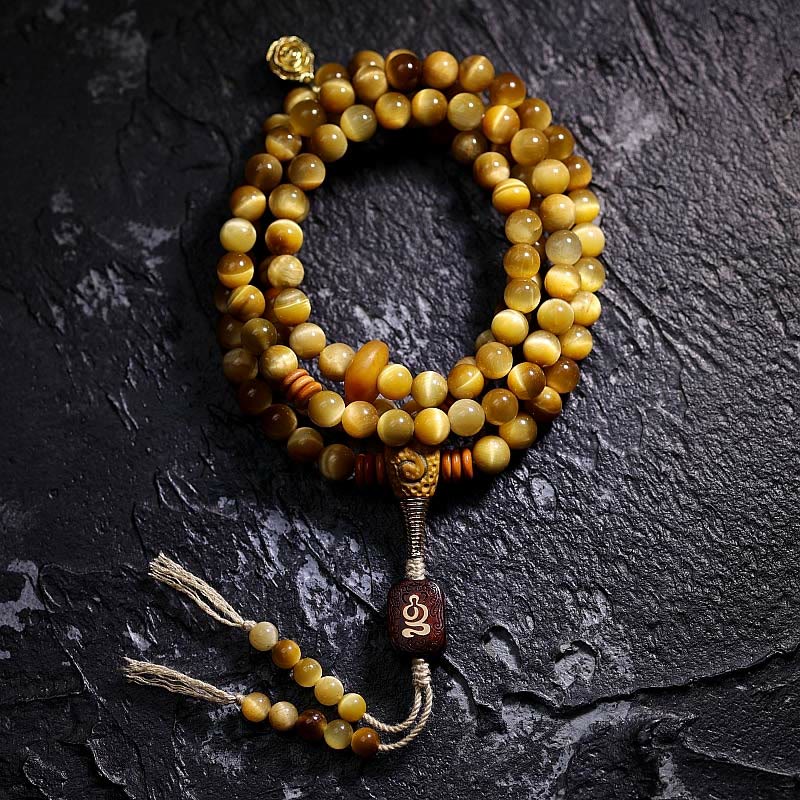 Tiger Eye Copper Dorje 108-Bead Mala Bracelet — main product view