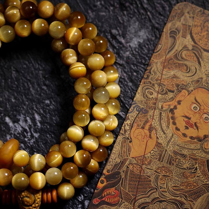 Tiger Eye Copper Dorje 108-Bead Mala Bracelet — product view 2