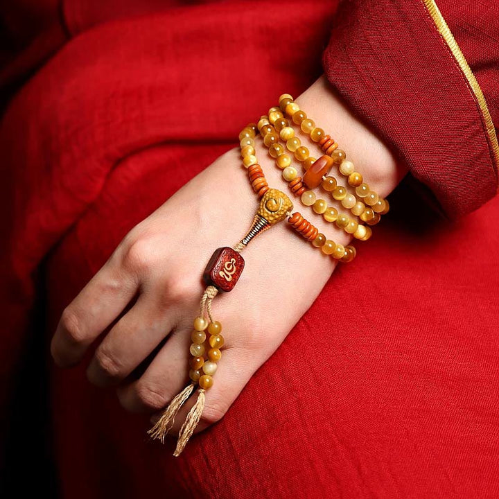 Tiger Eye Copper Dorje 108-Bead Mala Bracelet — product view 4