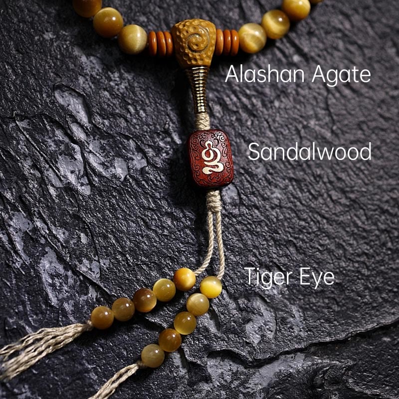 Tiger Eye Copper Dorje 108-Bead Mala Bracelet — product view 5