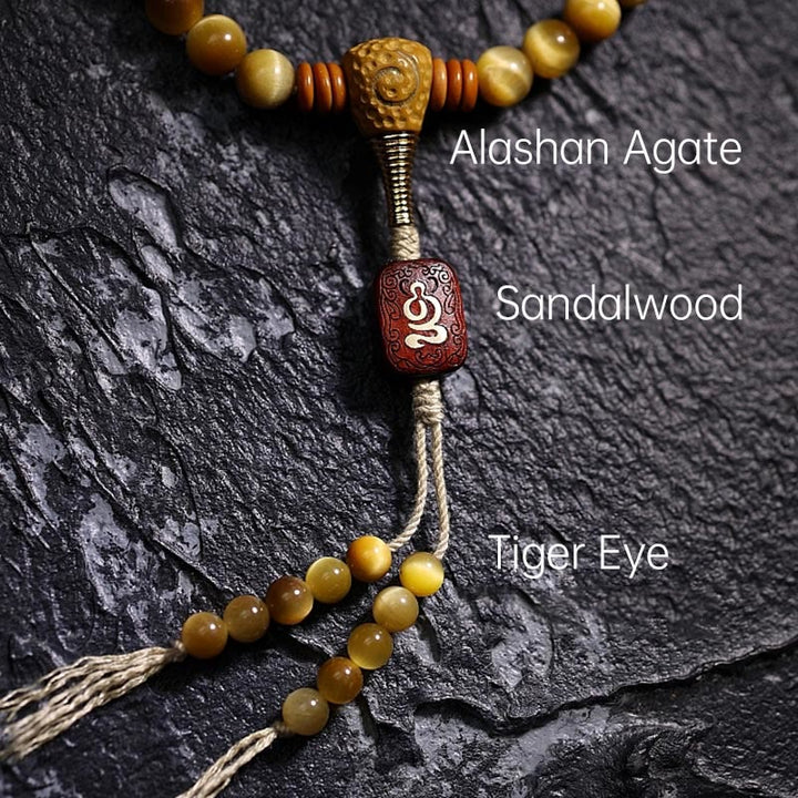 Tiger Eye Copper Dorje 108-Bead Mala Bracelet — product view 5