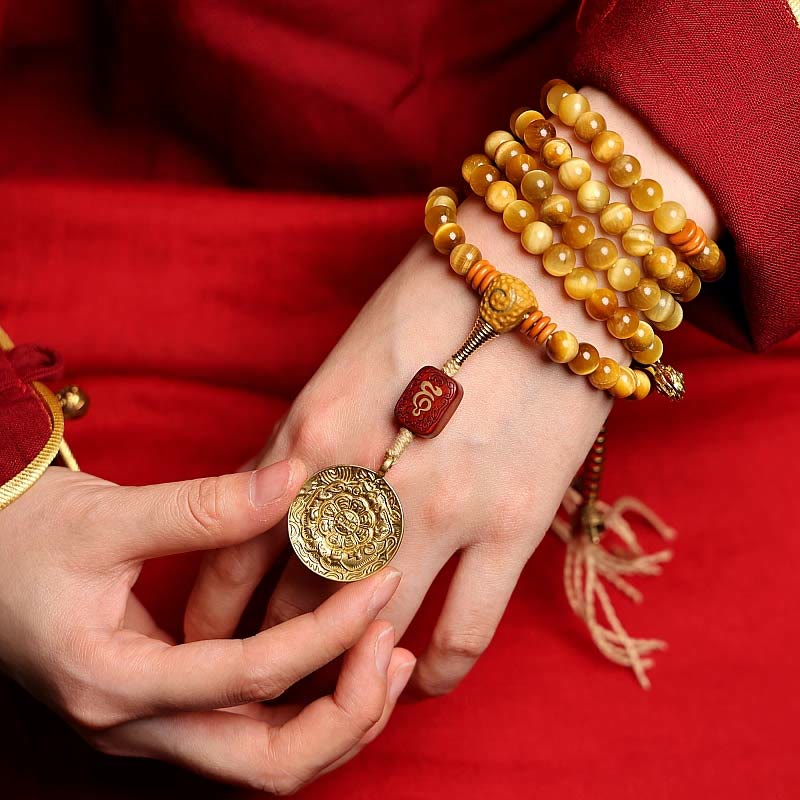 Tiger Eye Copper Dorje 108-Bead Mala Bracelet — product view 9