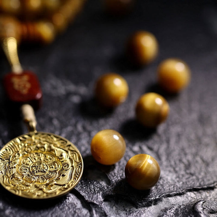 Tiger Eye Copper Dorje 108-Bead Mala Bracelet — product view 11