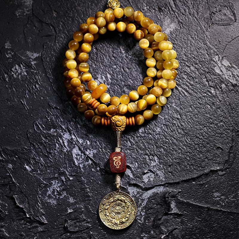 Tiger Eye Copper Dorje 108-Bead Mala Bracelet — product view 13