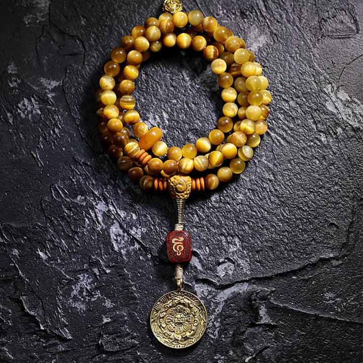 Tiger Eye Copper Dorje 108-Bead Mala Bracelet — product view 13