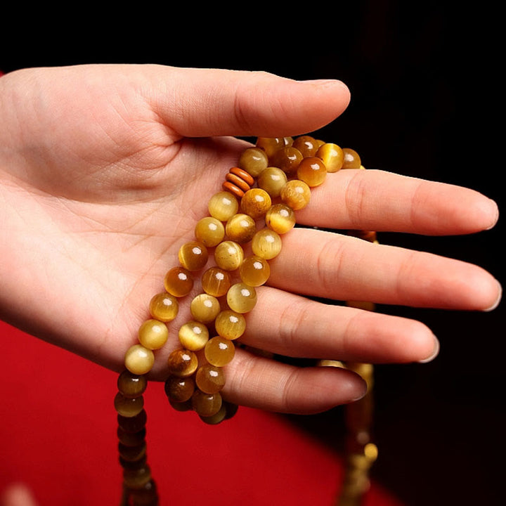 Tiger Eye Copper Dorje 108-Bead Mala Bracelet — product view 18