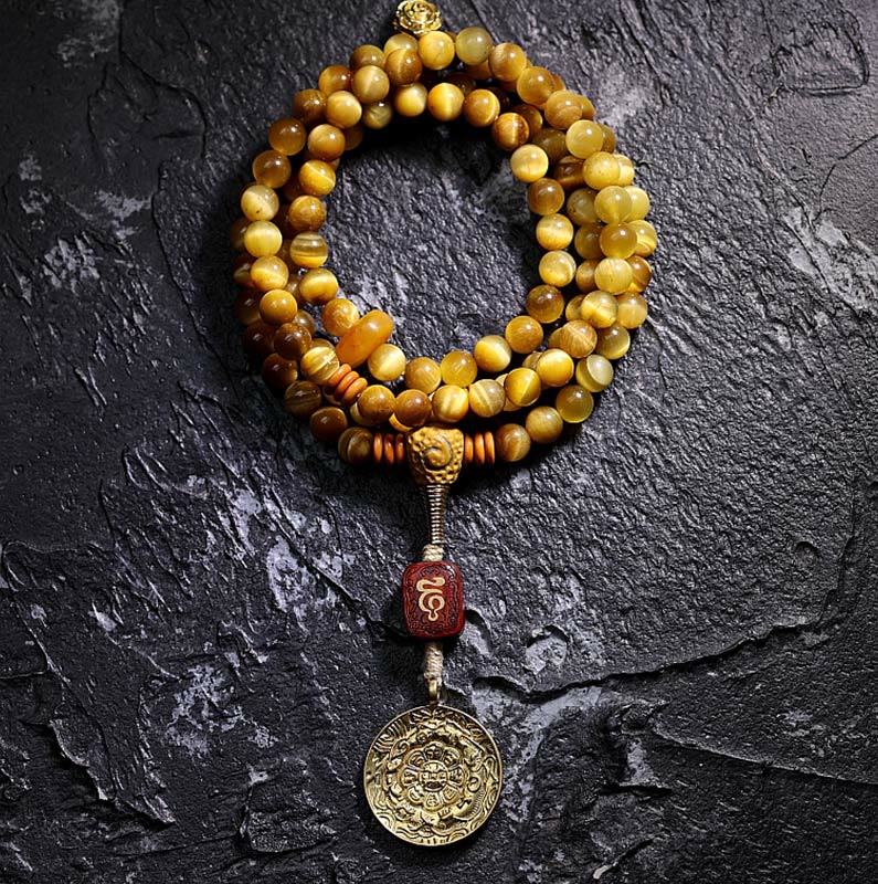 Tiger Eye Copper Dorje 108-Bead Mala Bracelet — product view 23