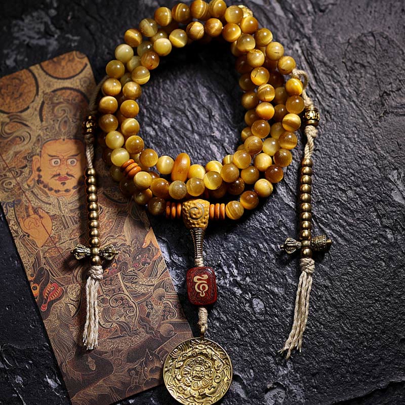 Tiger Eye Copper Dorje 108-Bead Mala Bracelet — product view 24