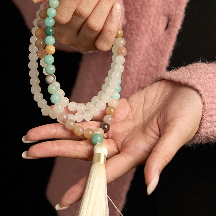 White Jade Amazonite White 108-Bead Mala Bracelet — product view 8