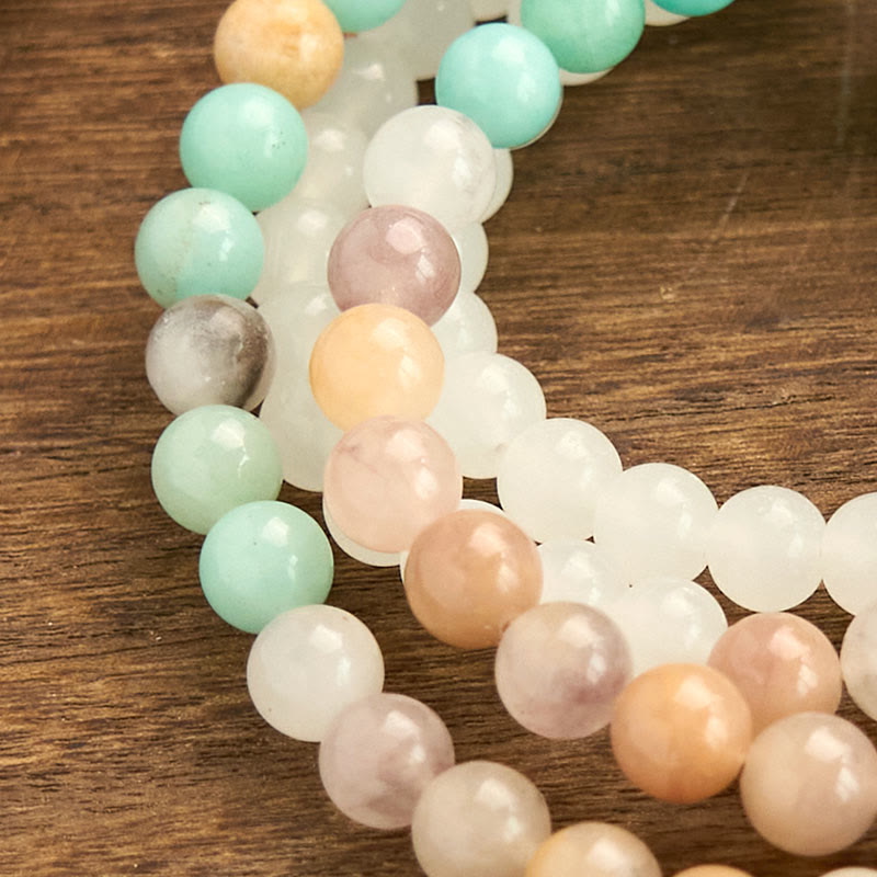 White Jade Amazonite White 108-Bead Mala Bracelet — product view 9
