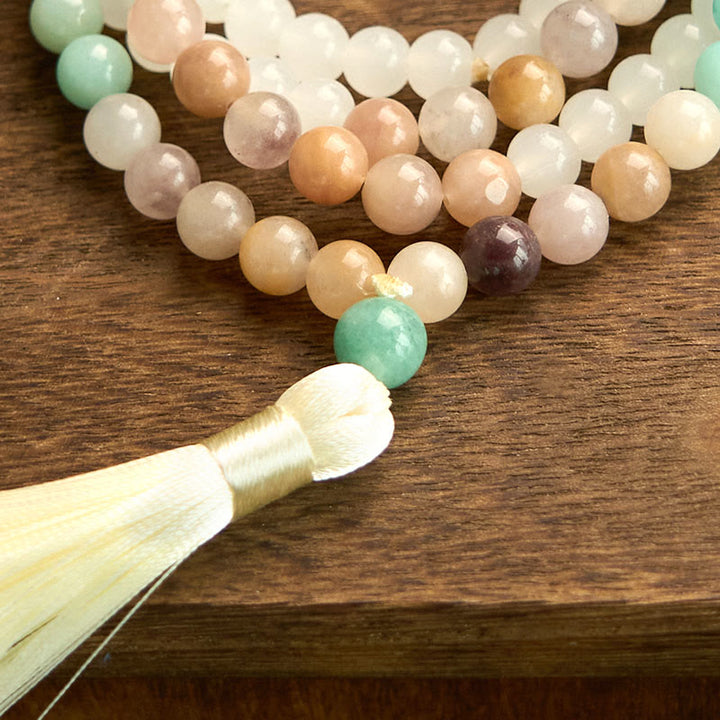 White Jade Amazonite White 108-Bead Mala Bracelet — product view 10