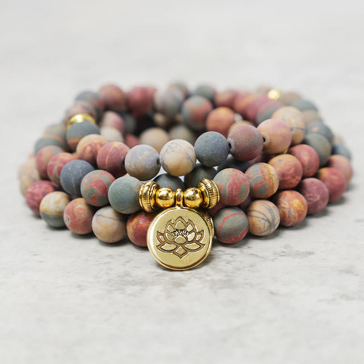 Picasso Jasper Stone 108-Bead Mala Bracelet — product view 2