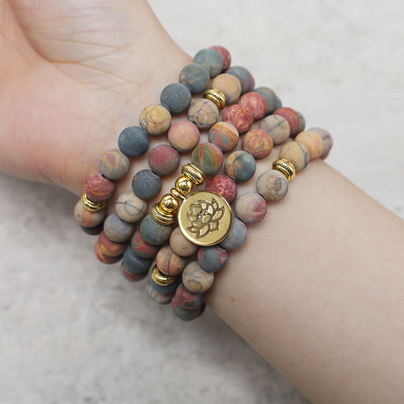 Picasso Jasper Stone 108-Bead Mala Bracelet — product view 5