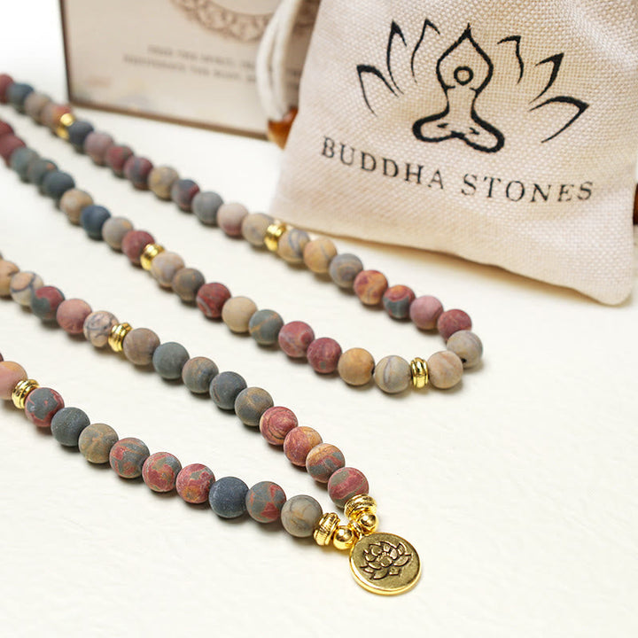 Picasso Jasper Stone 108-Bead Mala Bracelet — product view 6